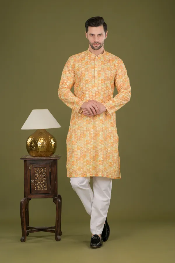 Naksh-_Golden_Glow_Embroidered_Digital_Print_Kurta_Set