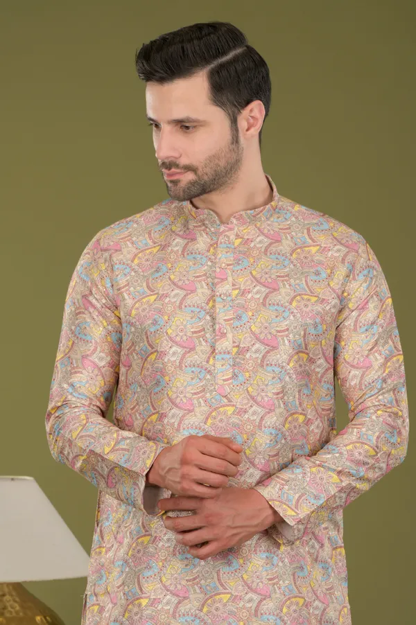 Lehar_-_Royal_Tapestry_Embroidered_Digital_Print_Kurta_Set_(Yellow)
