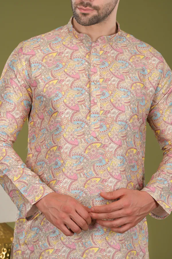 Lehar_-_Royal_Tapestry_Embroidered_Digital_Print_Kurta_Set_(Yellow)