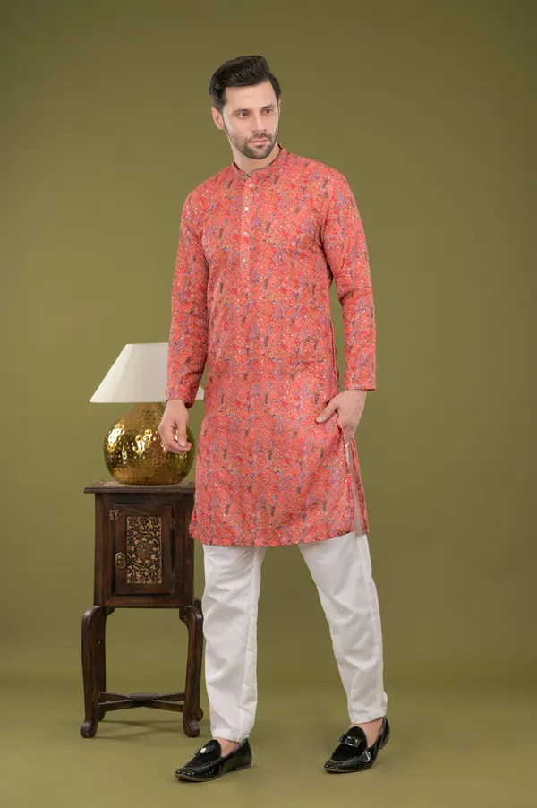 Tarang_-_Royal_Red_Paisley_Kurta_Set