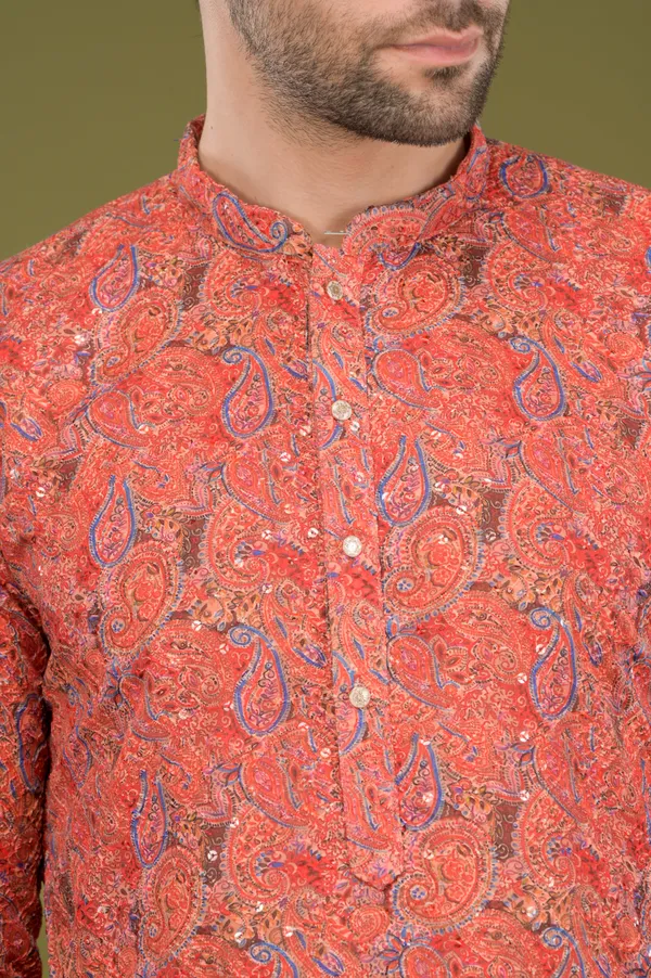 Tarang_-_Royal_Red_Paisley_Kurta_Set
