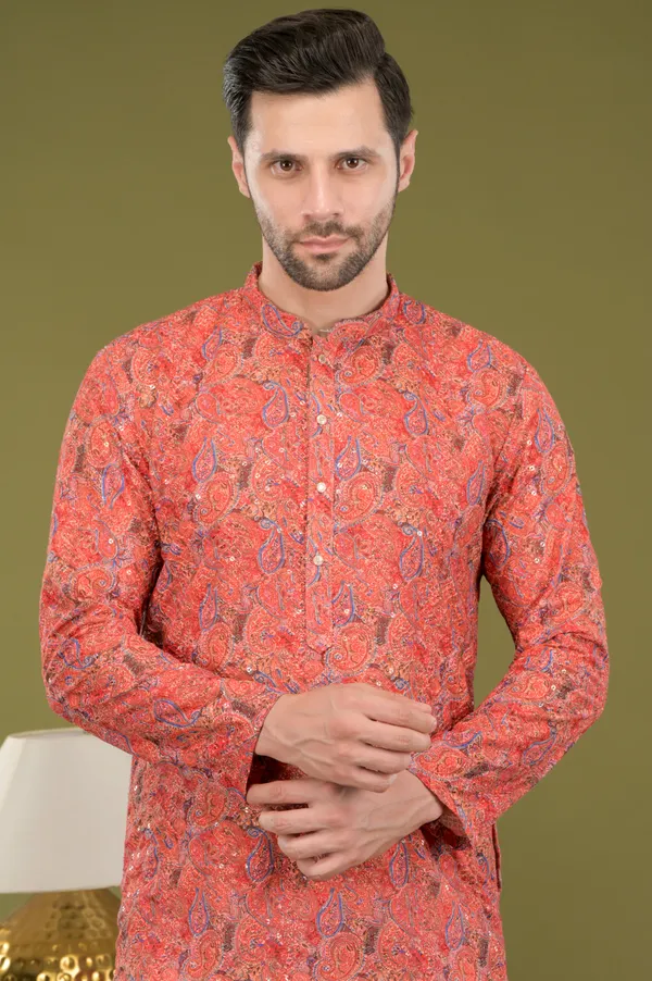 Tarang_-_Royal_Red_Paisley_Kurta_Set