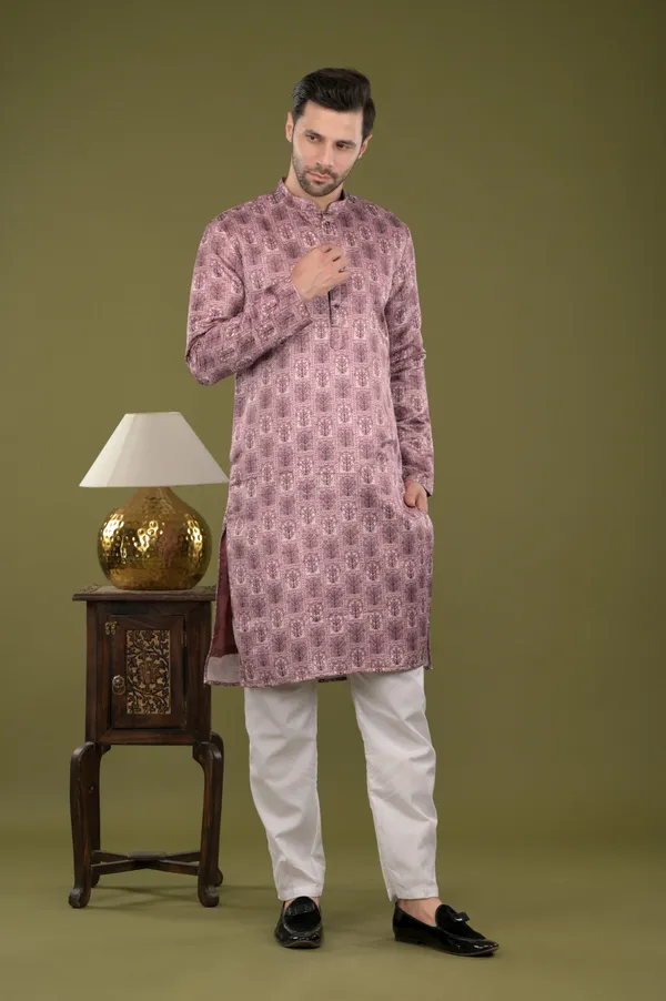 Rivaz_-_Regal_Mauve_Tree_Motif_Kurta_With_Inner_Lining