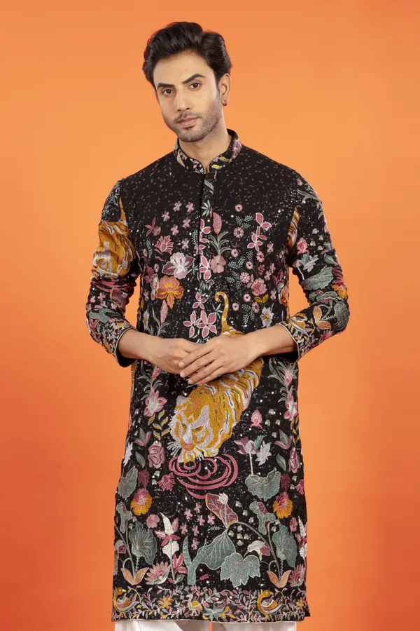 Arindam-_Noir_Majesty_Embroidered_Kurta_With_Patiala_|_Wedding_Ethnic_Wear