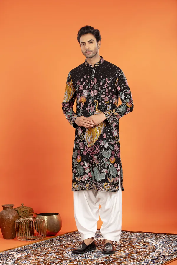 Arindam-_Noir_Majesty_Embroidered_Kurta_With_Patiala_|_Wedding_Ethnic_Wear