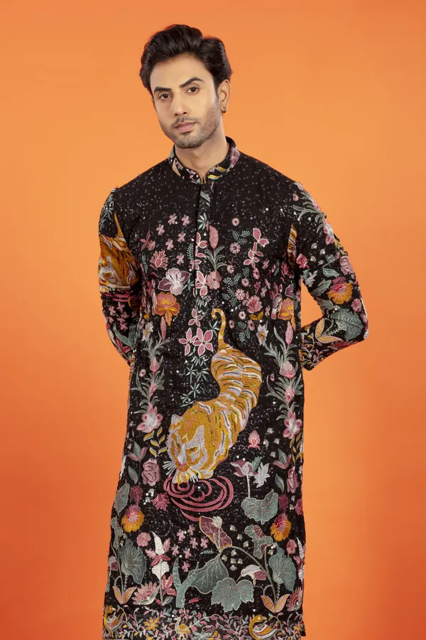 Arindam-_Noir_Majesty_Embroidered_Kurta_With_Patiala_|_Wedding_Ethnic_Wear