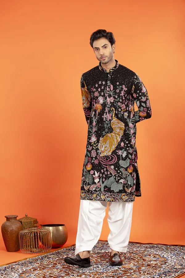 Arindam-_Noir_Majesty_Embroidered_Kurta_With_Patiala_|_Wedding_Ethnic_Wear