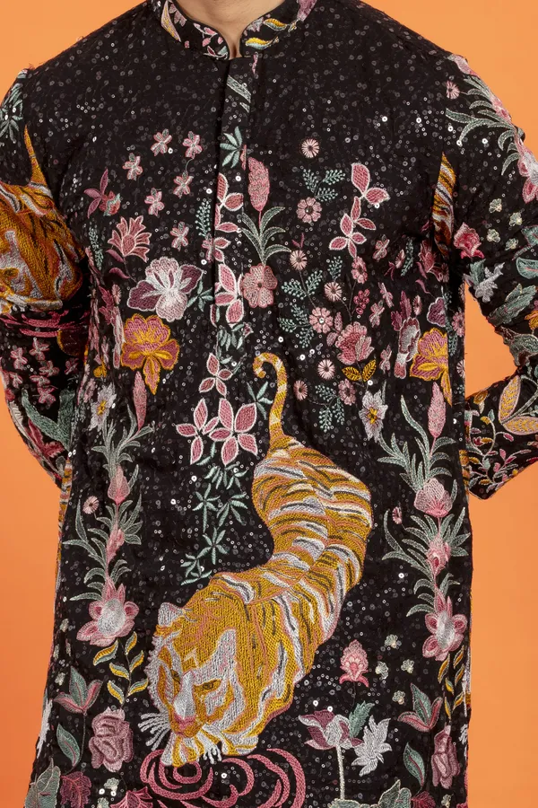 Arindam-_Noir_Majesty_Embroidered_Kurta_With_Patiala_|_Wedding_Ethnic_Wear