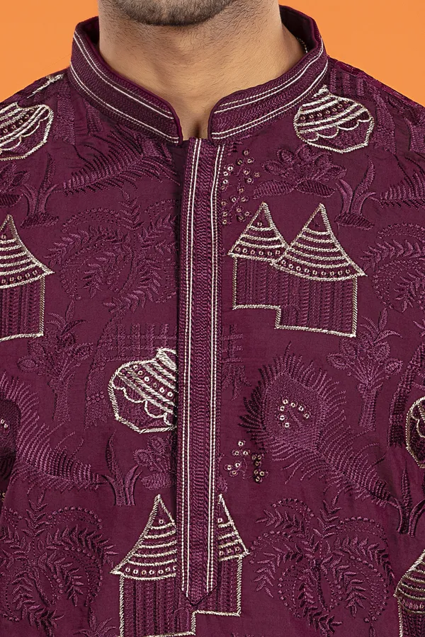 Aarvay_-_Royal_Plum_Heritage_Kurta_With_Patiala_|_Wedding_Ethnic_Wear