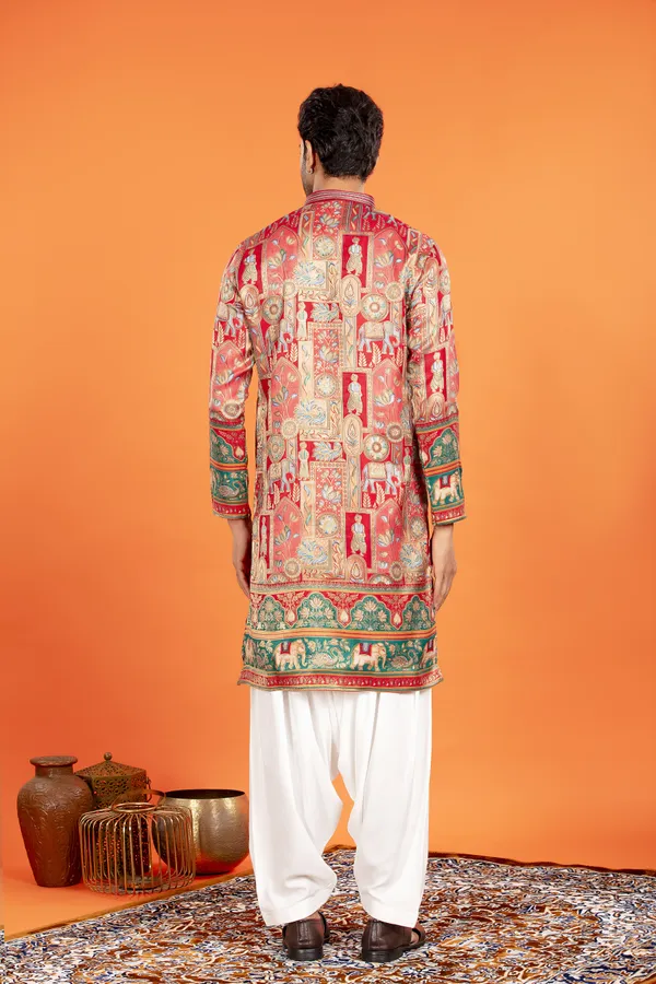 Zarqaa_Regal_Red_Banarasi_Brocade_Kurta_with_Patiala