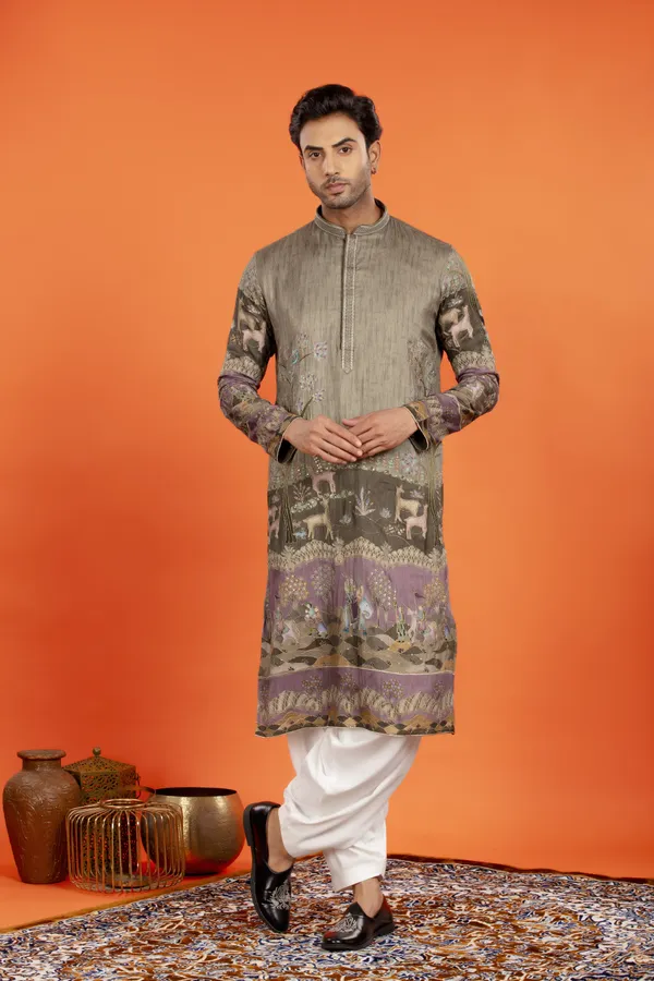 Vayun_Antique_Olive_Heritage_Print_Kurta_Patiala_Set_|_Wedding_Ethnic_Wear