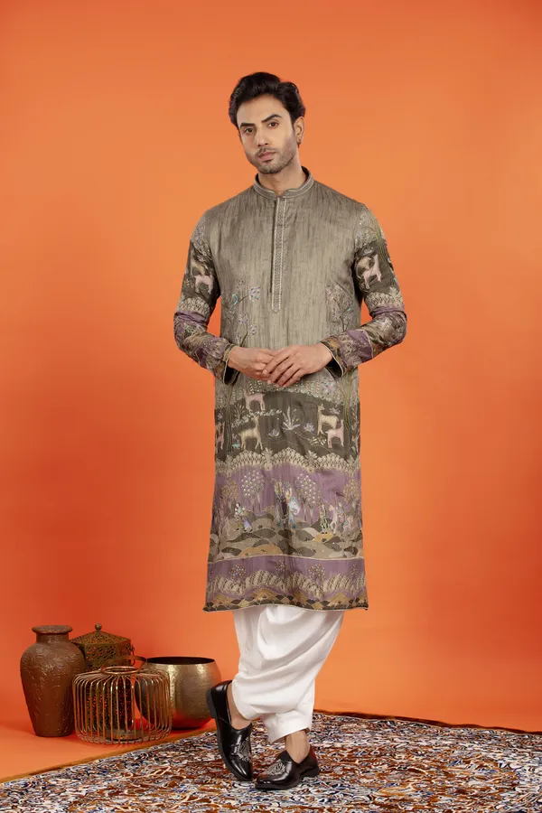 Vayun_Antique_Olive_Heritage_Print_Kurta_Patiala_Set_|_Wedding_Ethnic_Wear