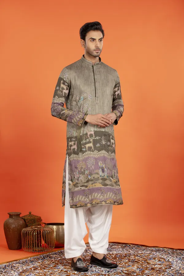 Vayun_Antique_Olive_Heritage_Print_Kurta_Patiala_Set_|_Wedding_Ethnic_Wear