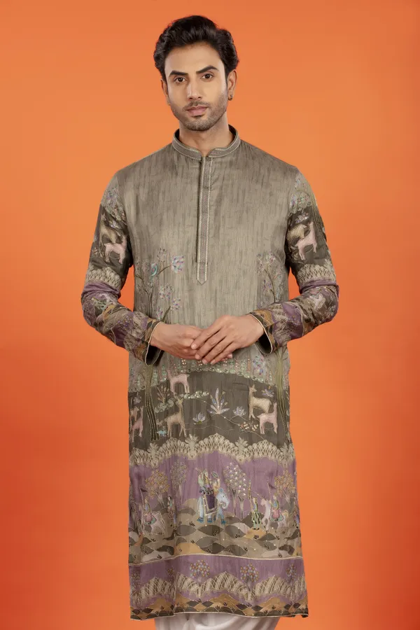 Vayun_Antique_Olive_Heritage_Print_Kurta_Patiala_Set_|_Wedding_Ethnic_Wear