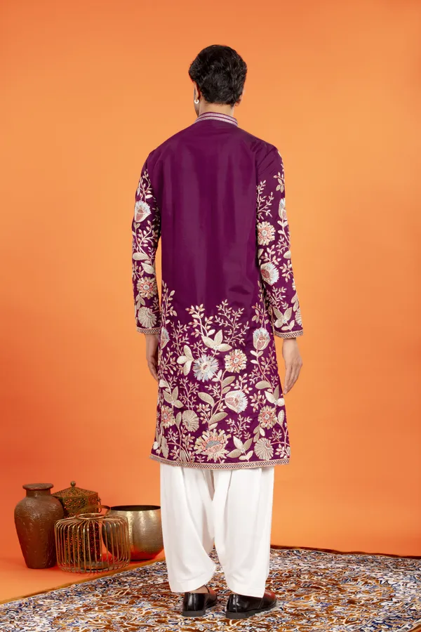 Aarosh_Plum_Majesty_Embroidered_Kurta_with_Patiala_|_Wedding_Ethnic_Wear