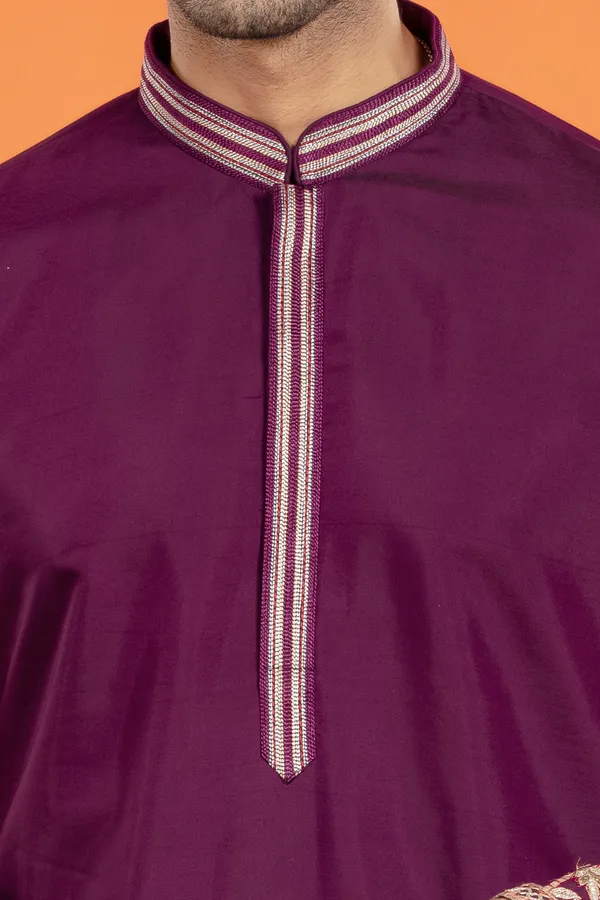 Aarosh_Plum_Majesty_Embroidered_Kurta_with_Patiala_|_Wedding_Ethnic_Wear