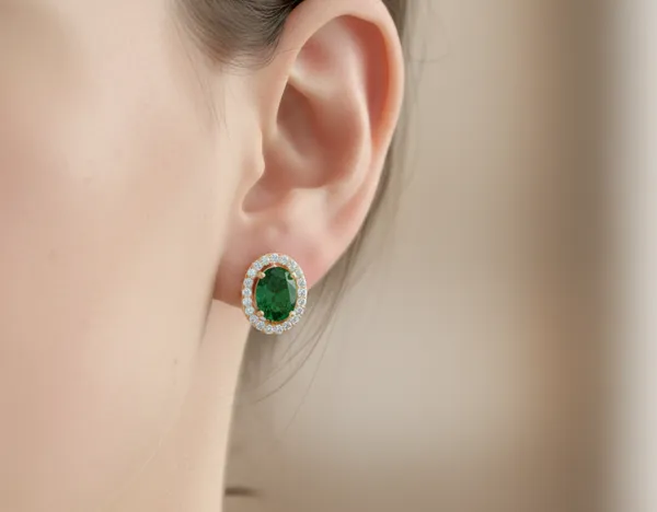 Yellow_And_Green_Premium_Gemstone_Halo_Earrings_For_Women
