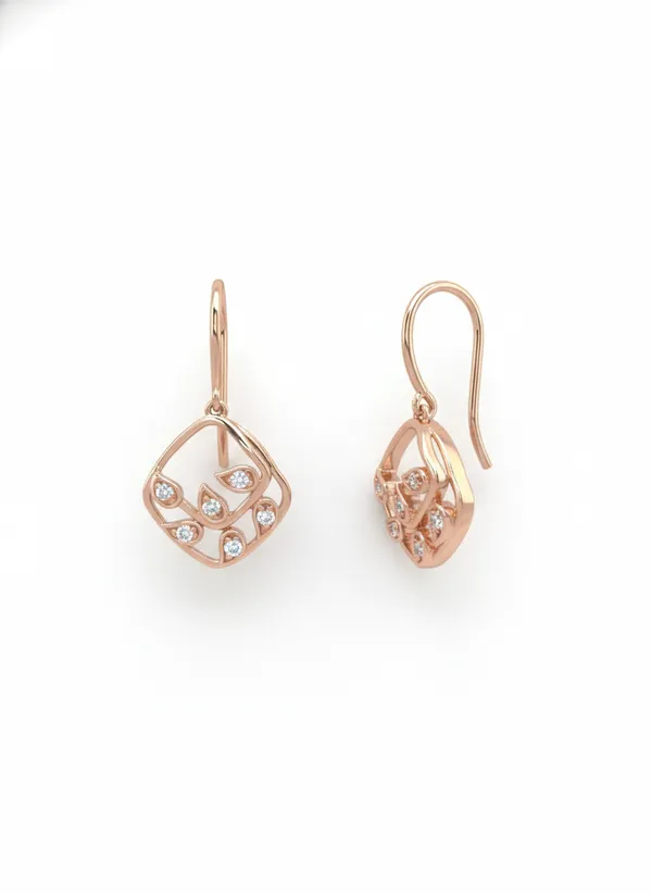 Pink_Premium_Leaf_Cluster_Dangle_Earrings_For_Women