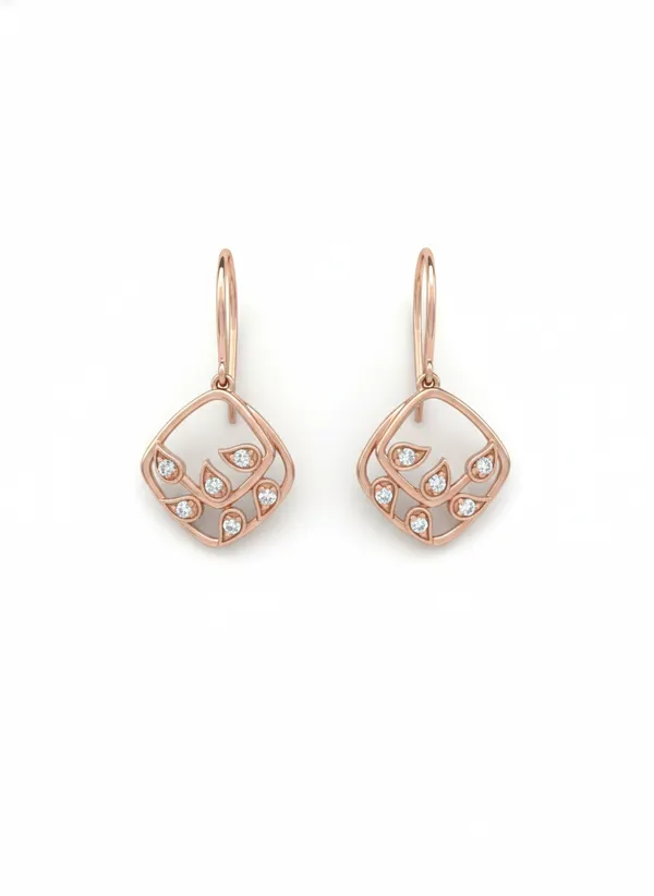 Pink_Premium_Leaf_Cluster_Dangle_Earrings_For_Women