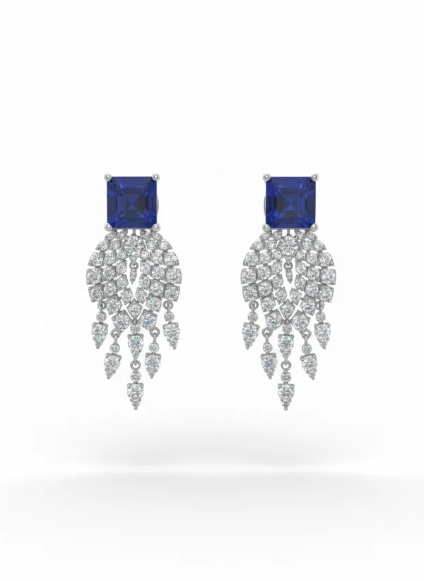 White_Premium_Regal_Cascade_Drop_Earrings_For_Women