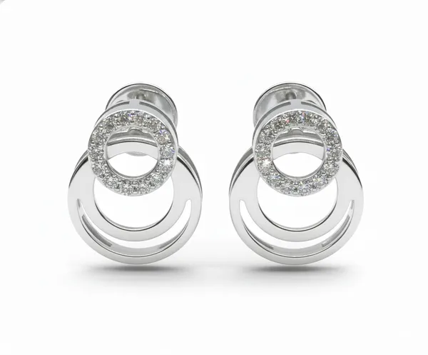 White_Premium_Modern_Two_Ring_Studs_For_Women