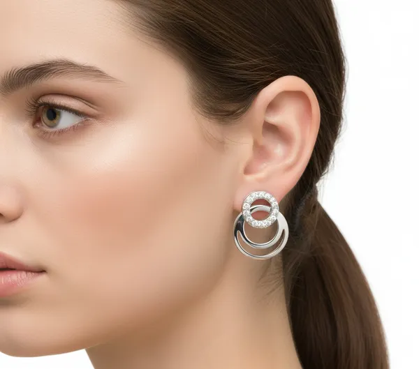 White_Premium_Modern_Two_Ring_Studs_For_Women