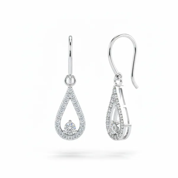 White_Premium_Diamond_Halo_Teardrop_Earrings_For_Women