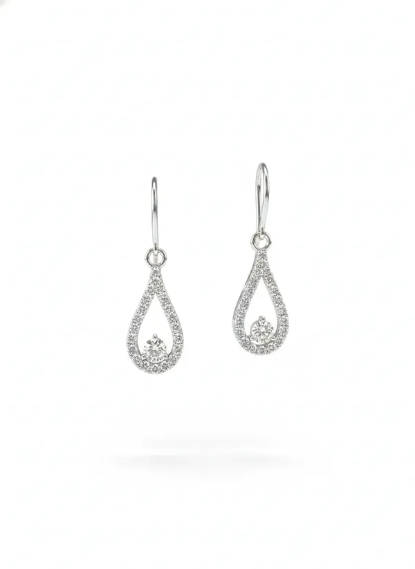 White_Premium_Diamond_Halo_Teardrop_Earrings_For_Women
