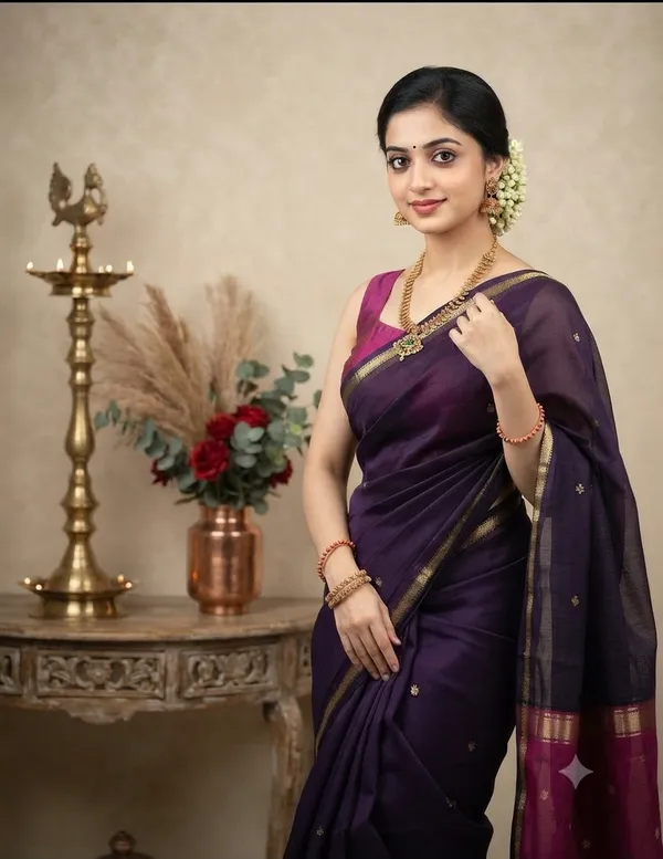 A_premium_Litchi_Silk_Saree_is_known_for_its_soft_texture,_rich_sheen,_lightweight_drape,_and_elegant_woven_zari_patterns.