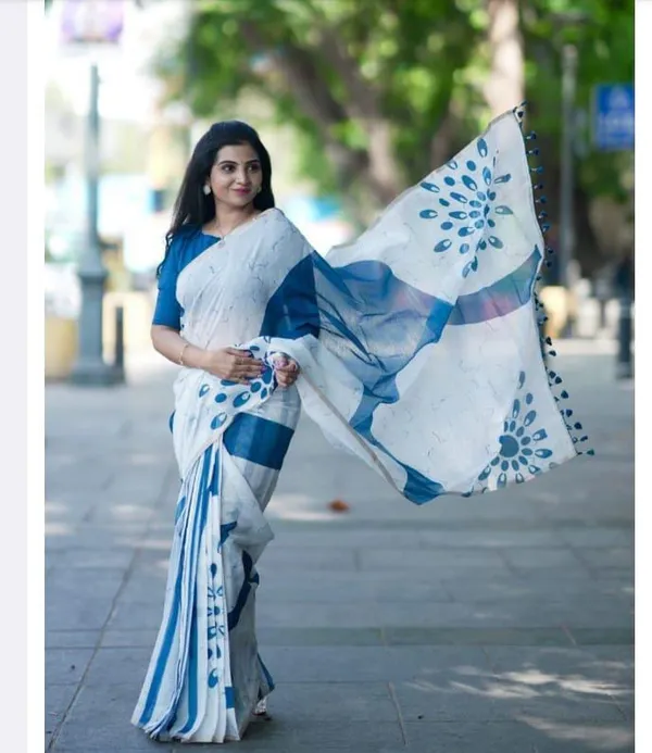 Summer_special_Linen_Cotton_saree_with_Blouse_Piece