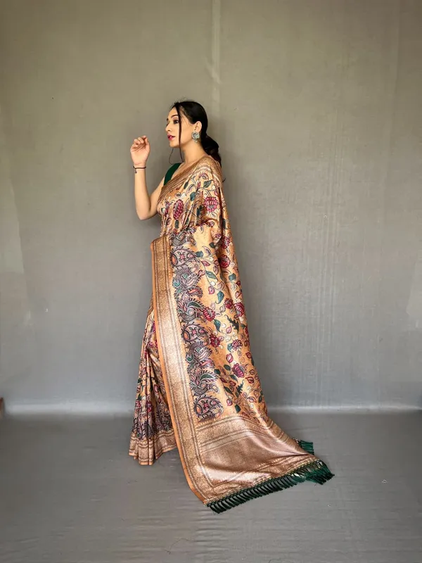 Soft_Silk_Saree_With_New_Conceptual_Kalamkari_Fusion_Print