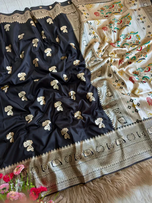 classic_black_Banarasi_paithani_silk_saree_with_rich_zari_weaving