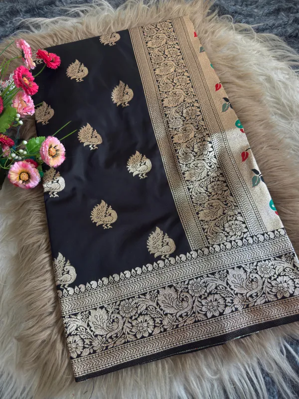 classic_black_Banarasi_paithani_silk_saree_with_rich_zari_weaving