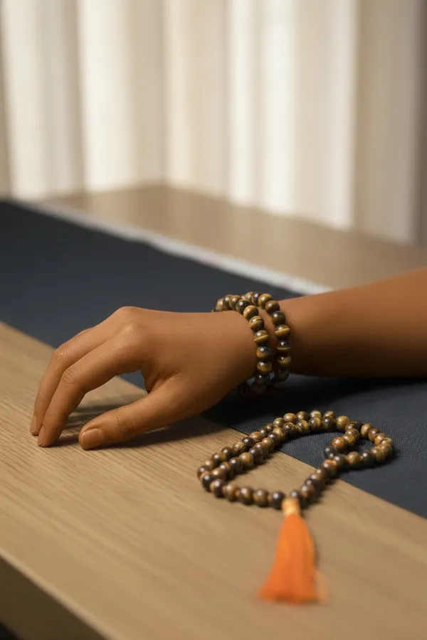 Yellow_&_Black_Tiger_Eye_Mala_54_Beads_With_Bracelet_For_Men,Women_And_Kids