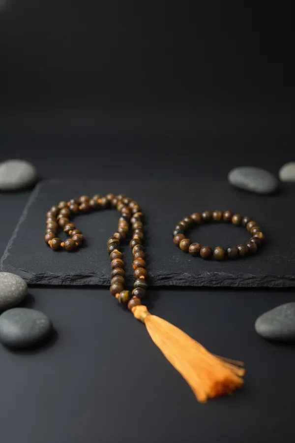 Yellow_&_Black_Tiger_Eye_Mala_54_Beads_With_Bracelet_For_Men,Women_And_Kids