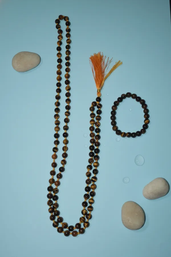 Yellow_&_Black_Tiger_Eye_Mala_108_Beads_With_Bracelet_For_Men,Women_And_Kids