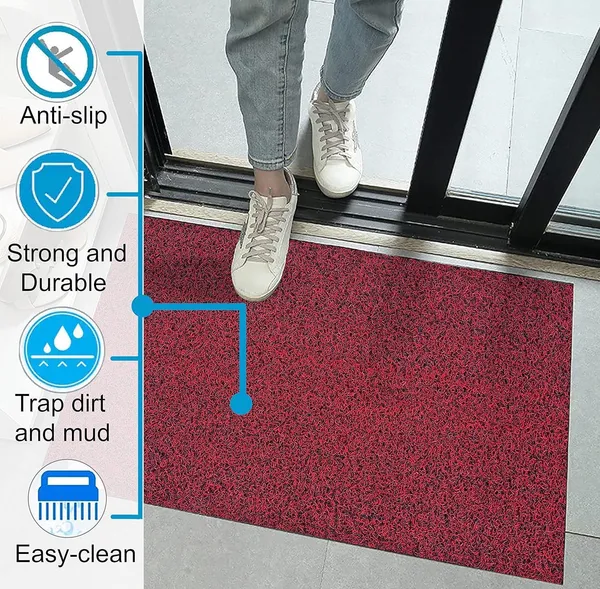 Pack_of_1_Red_Pvc_Soft_Cushion_Noodle_Rectangular_Mat_Multipurpose_Doormat_Bathroom_For_Indoor/Outdoor_Home_Office_(60X40_Cm)