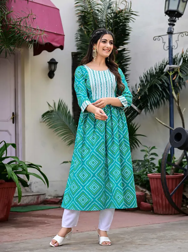 Green_Printed_Anarkali_Kurta_For_Women