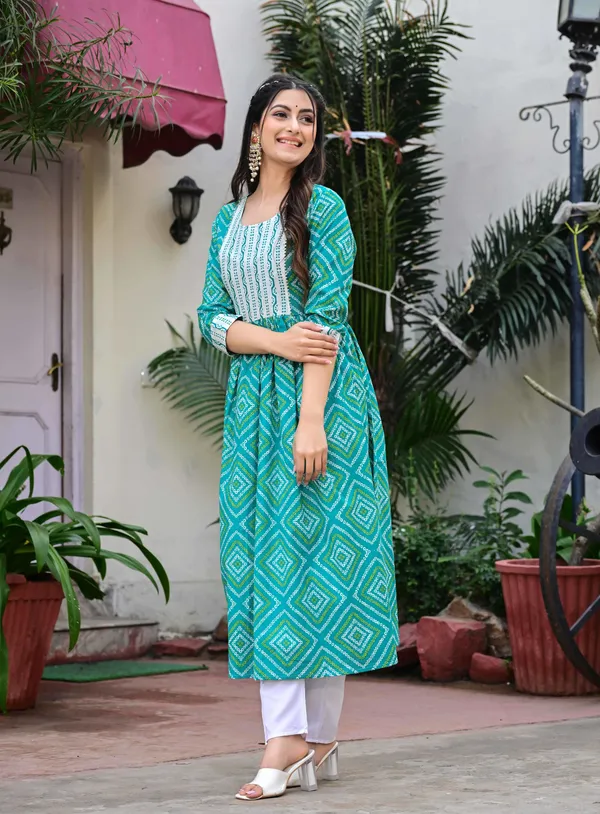 Green_Printed_Anarkali_Kurta_For_Women