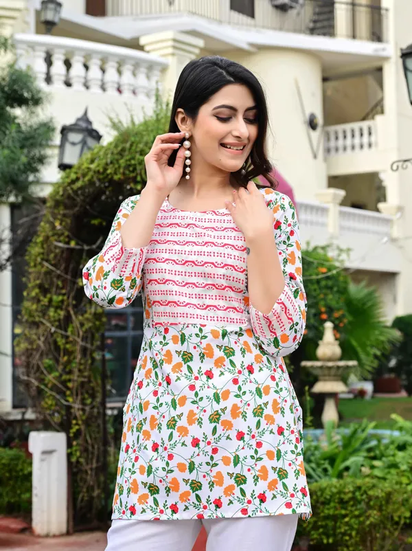 White_Block_Print_Straight_Kurta_For_Women
