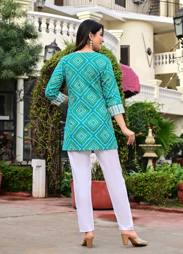 Light_Green_Block_Print_Straight_Kurta_For_Women
