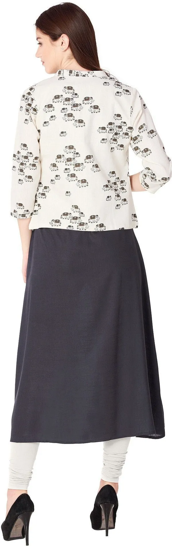 Grey_Printed_Asymmetric_Kurta_With_Shrug_For_Women