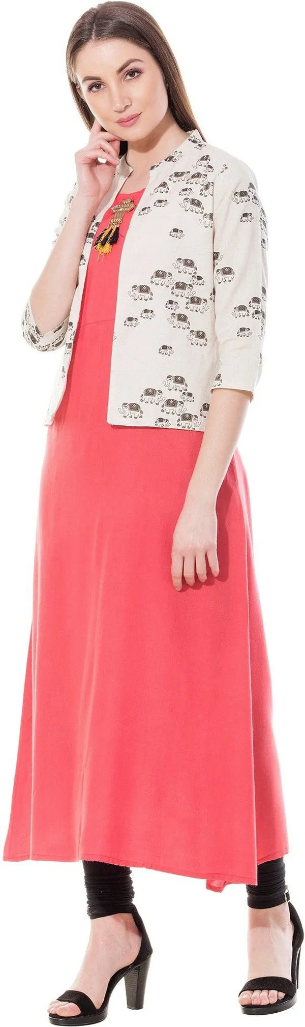 Pink_Printed_Asymmetric_Kurta_With_Shrug_For_Women