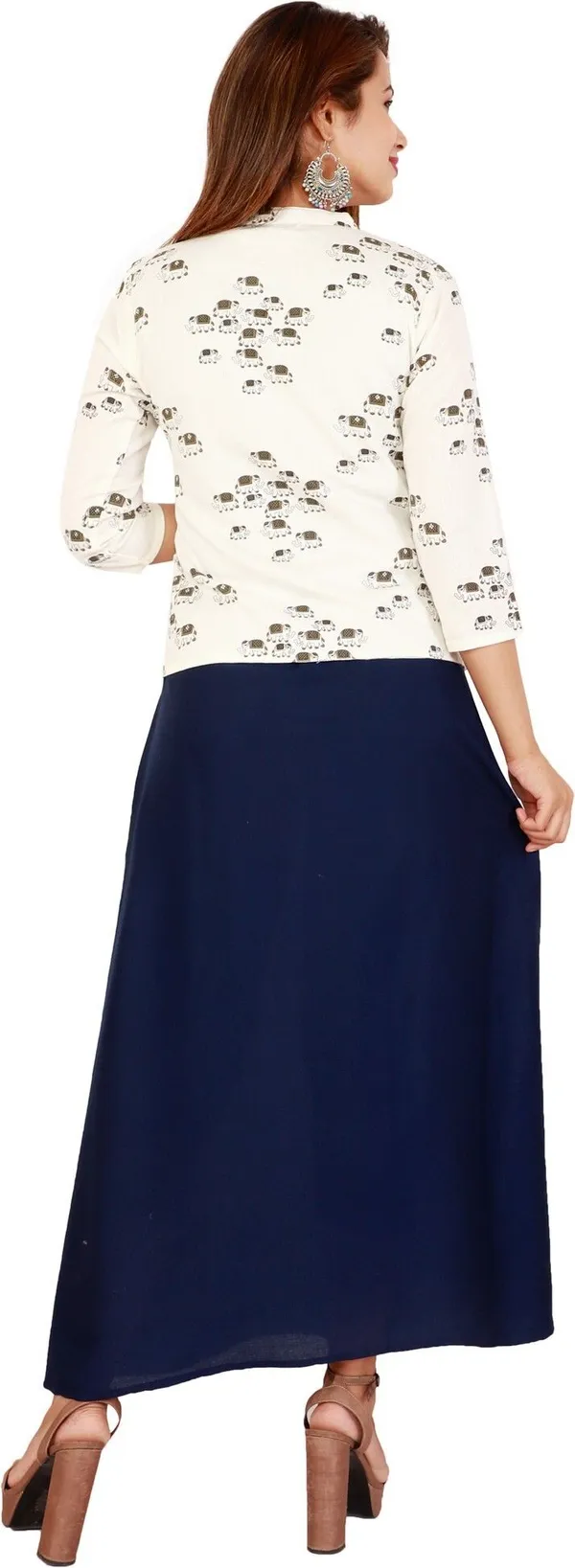 Blue_Printed_Asymmetric_Kurta_With_Shrug_For_Women