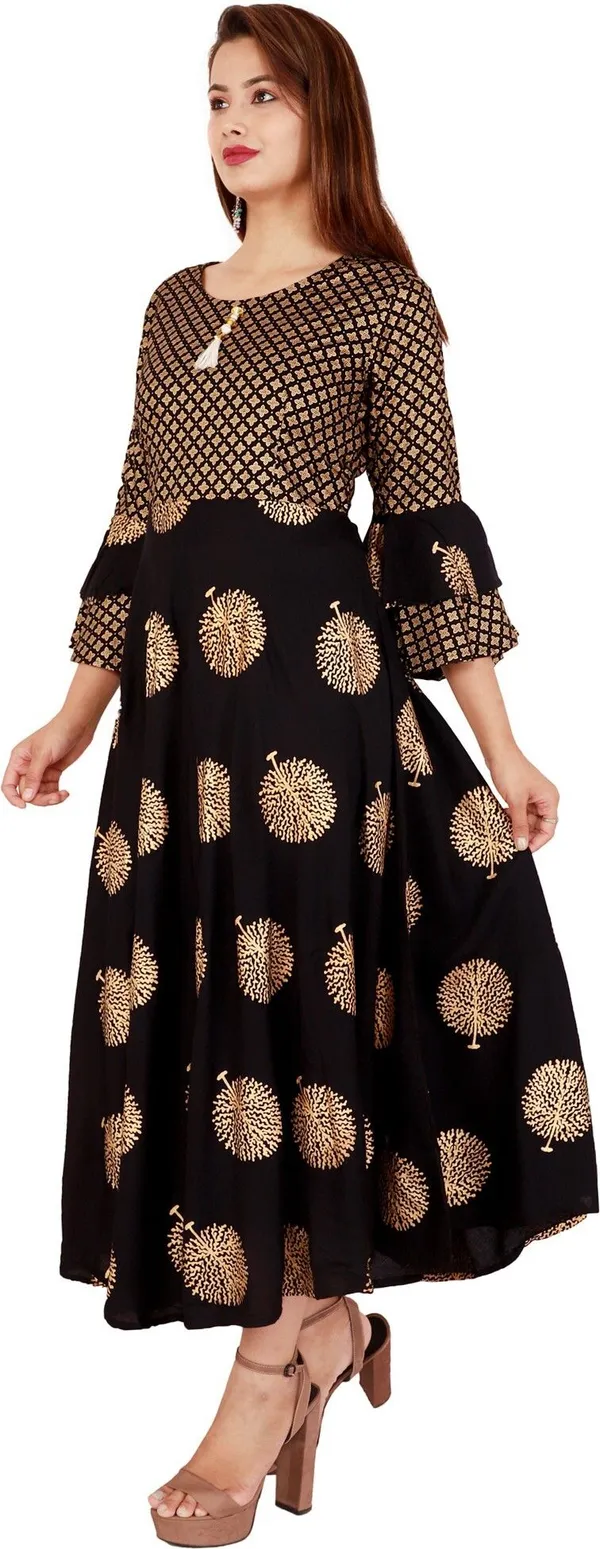 Black_Printed_A-Line_Kurta_For_Women