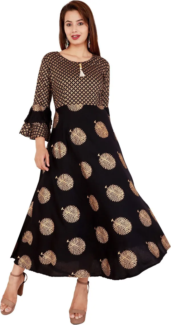 Black_Printed_A-Line_Kurta_For_Women
