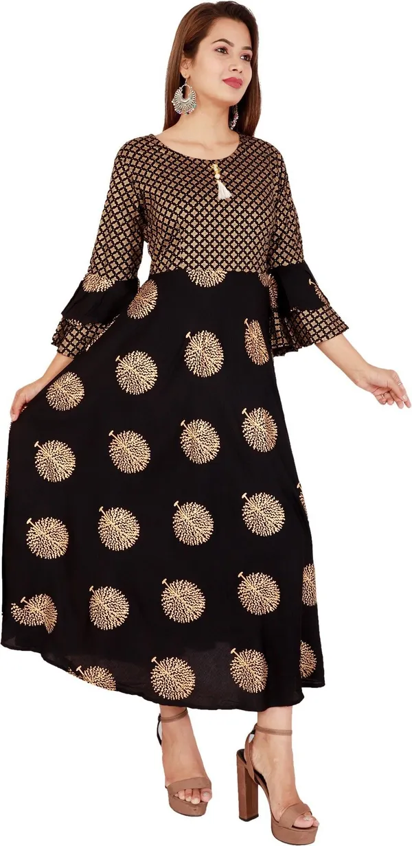 Black_Printed_A-Line_Kurta_For_Women