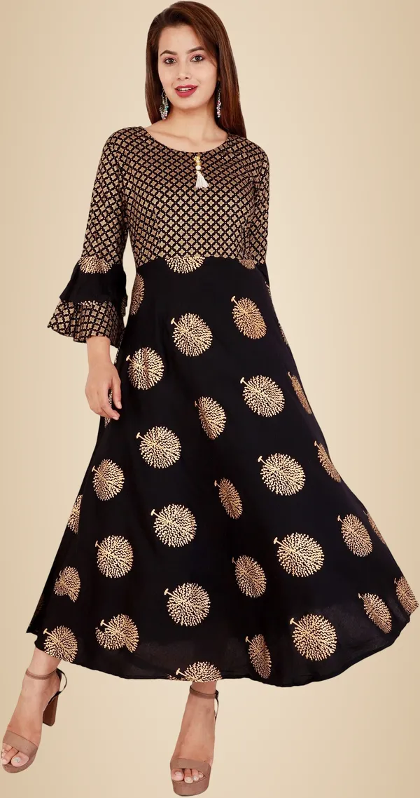 Black_Printed_A-Line_Kurta_For_Women