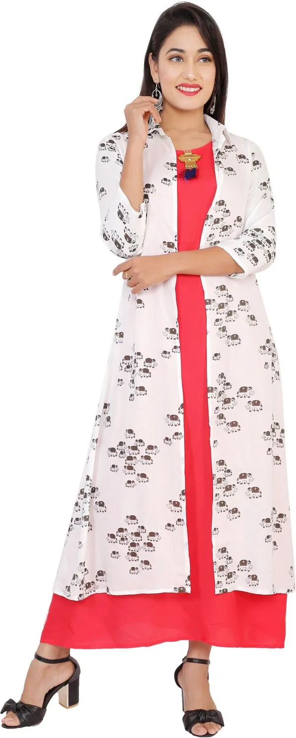 Pink_Printed_Asymmetric_Kurta_With_Shrug_For_Women