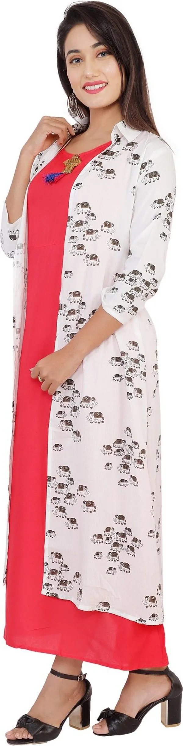 Pink_Printed_Asymmetric_Kurta_With_Shrug_For_Women